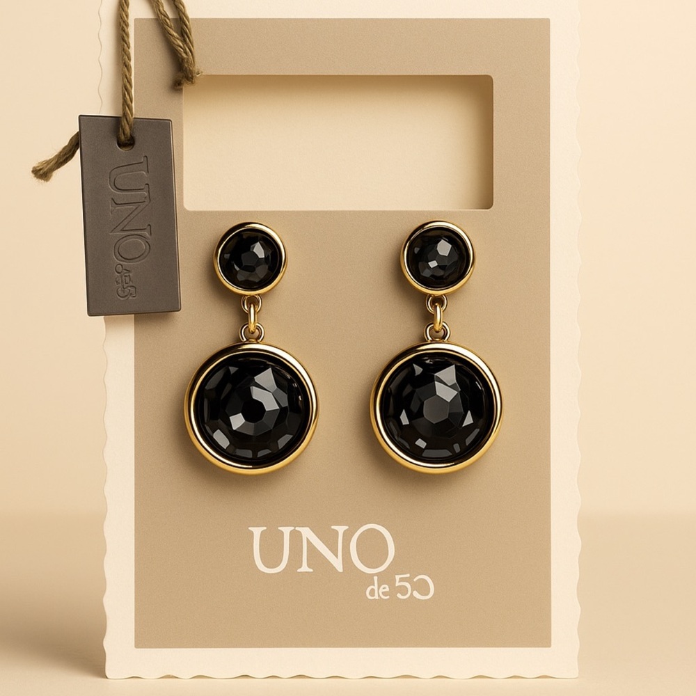 UNO de 50 Elegant Black and Gold Earrings